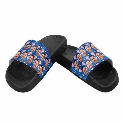 Custom Boyfriend Face Geometry Women's Slide Sandals - YesCustom