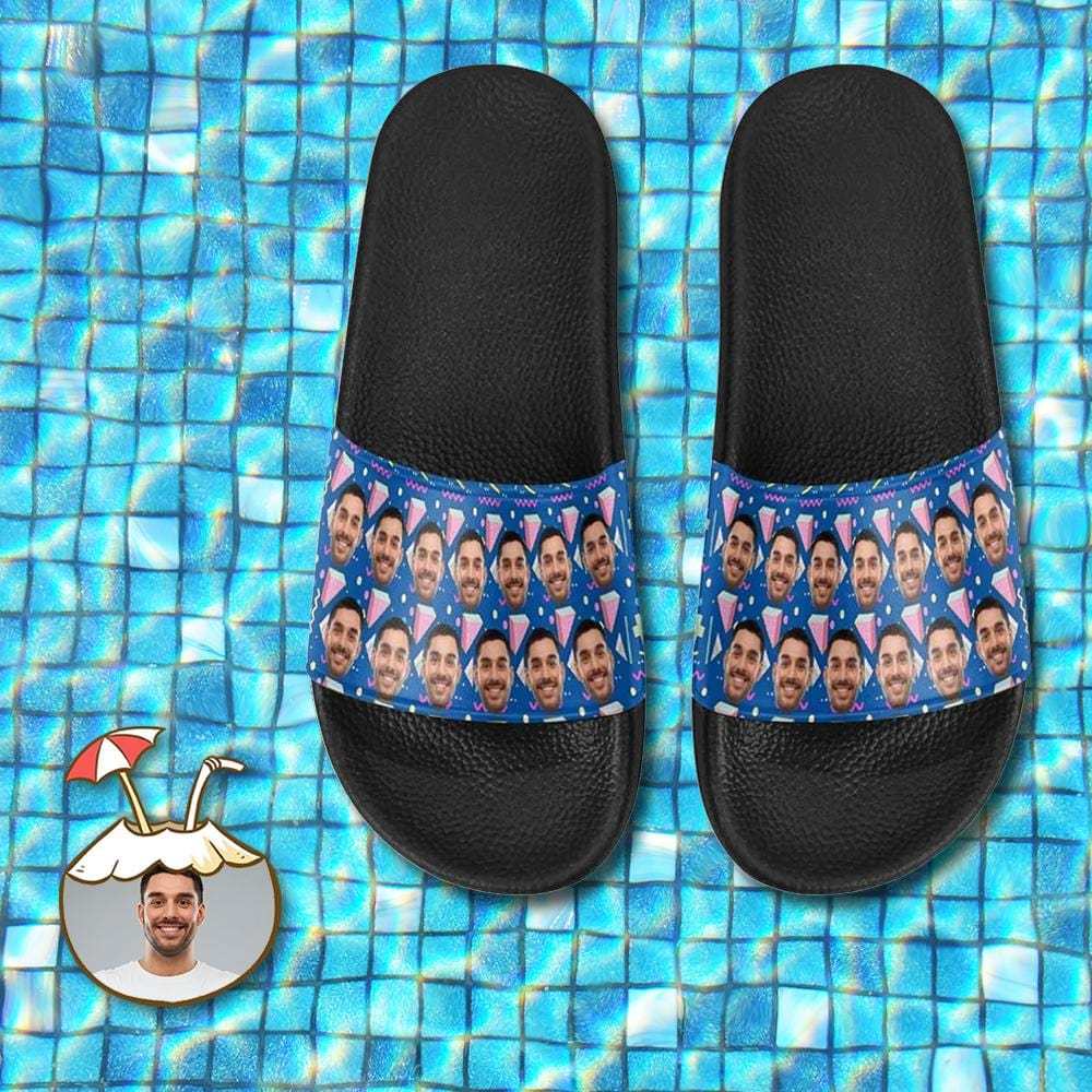 Custom Boyfriend Face Geometry Women's Slide Sandals - YesCustom