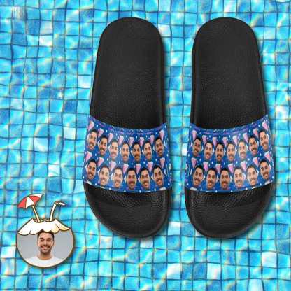 Custom Boyfriend Face Geometry Women's Slide Sandals - YesCustom