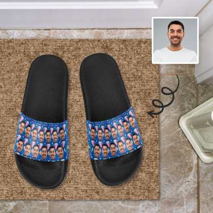 Custom Boyfriend Face Geometry Women's Slide Sandals - YesCustom