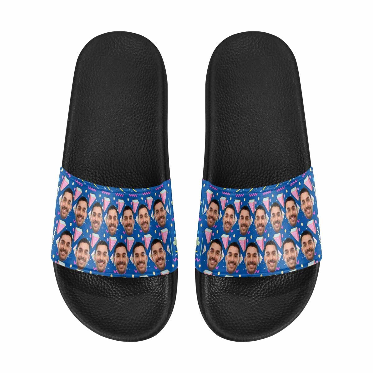 Custom Boyfriend Face Geometry Women's Slide Sandals - YesCustom