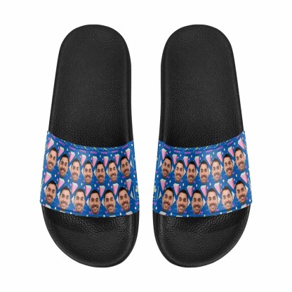 Custom Boyfriend Face Geometry Women's Slide Sandals - YesCustom