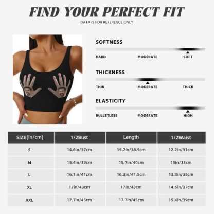 Custom Boyfriend Face Hand Black Background Sports Bra Personalized Women's All Over Print Yoga Sports Bra - YesCustom