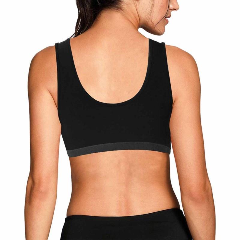 Custom Boyfriend Face Hand Black Background Sports Bra Personalized Women's All Over Print Yoga Sports Bra - YesCustom