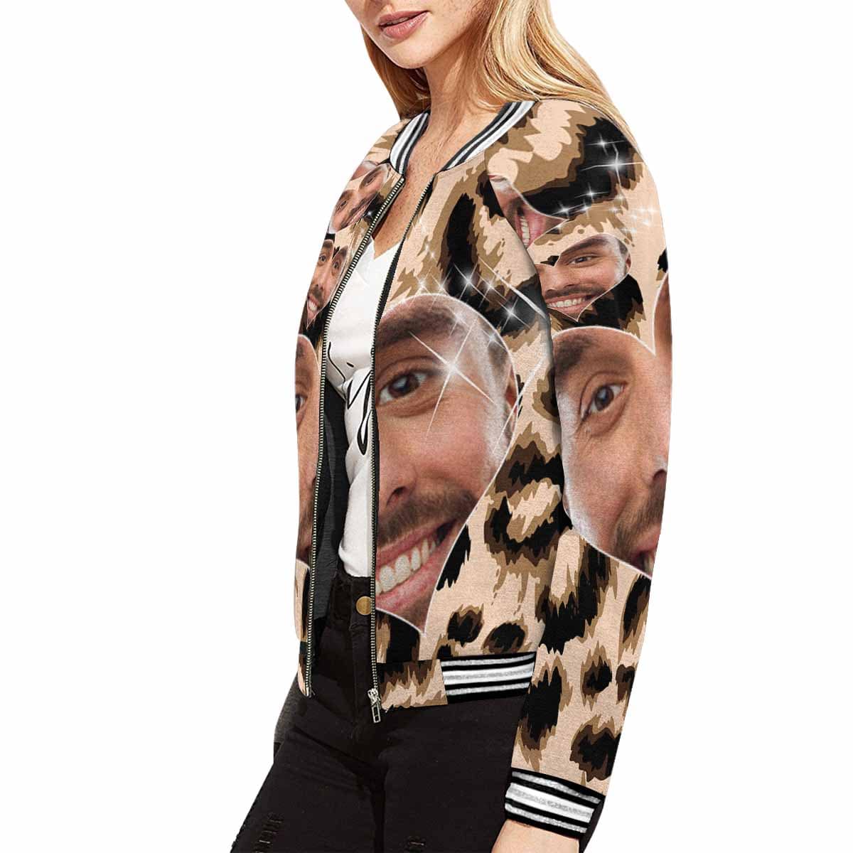 Custom Boyfriend Face Leopard Print Women's Casual Jacket - YesCustom