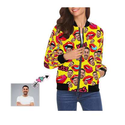 Custom Boyfriend Face Lips Women's Casual Jacket - YesCustom