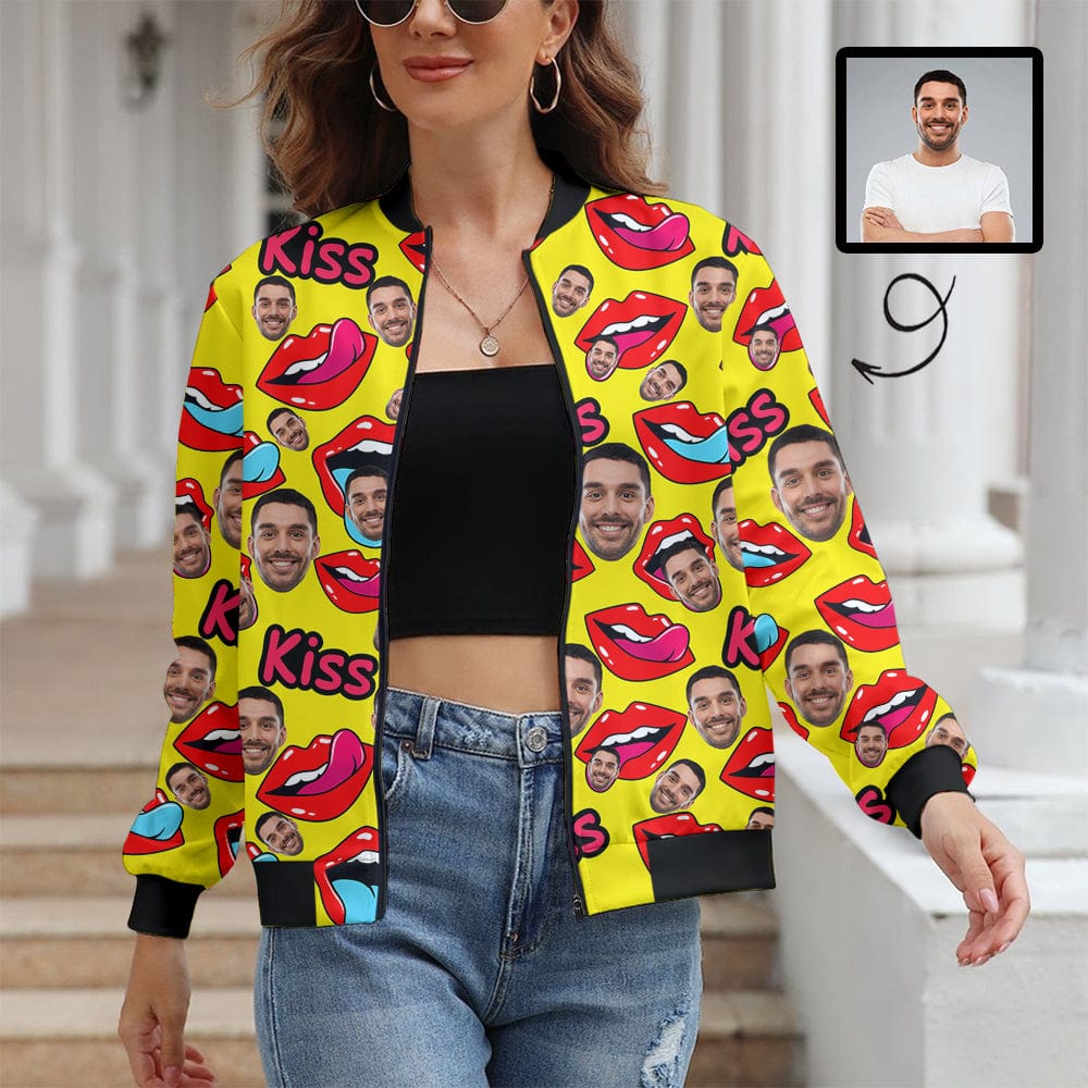 Custom Boyfriend Face Lips Women's Casual Jacket - YesCustom