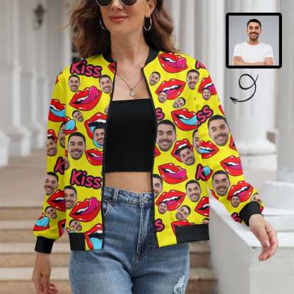 Custom Boyfriend Face Lips Women's Casual Jacket - YesCustom