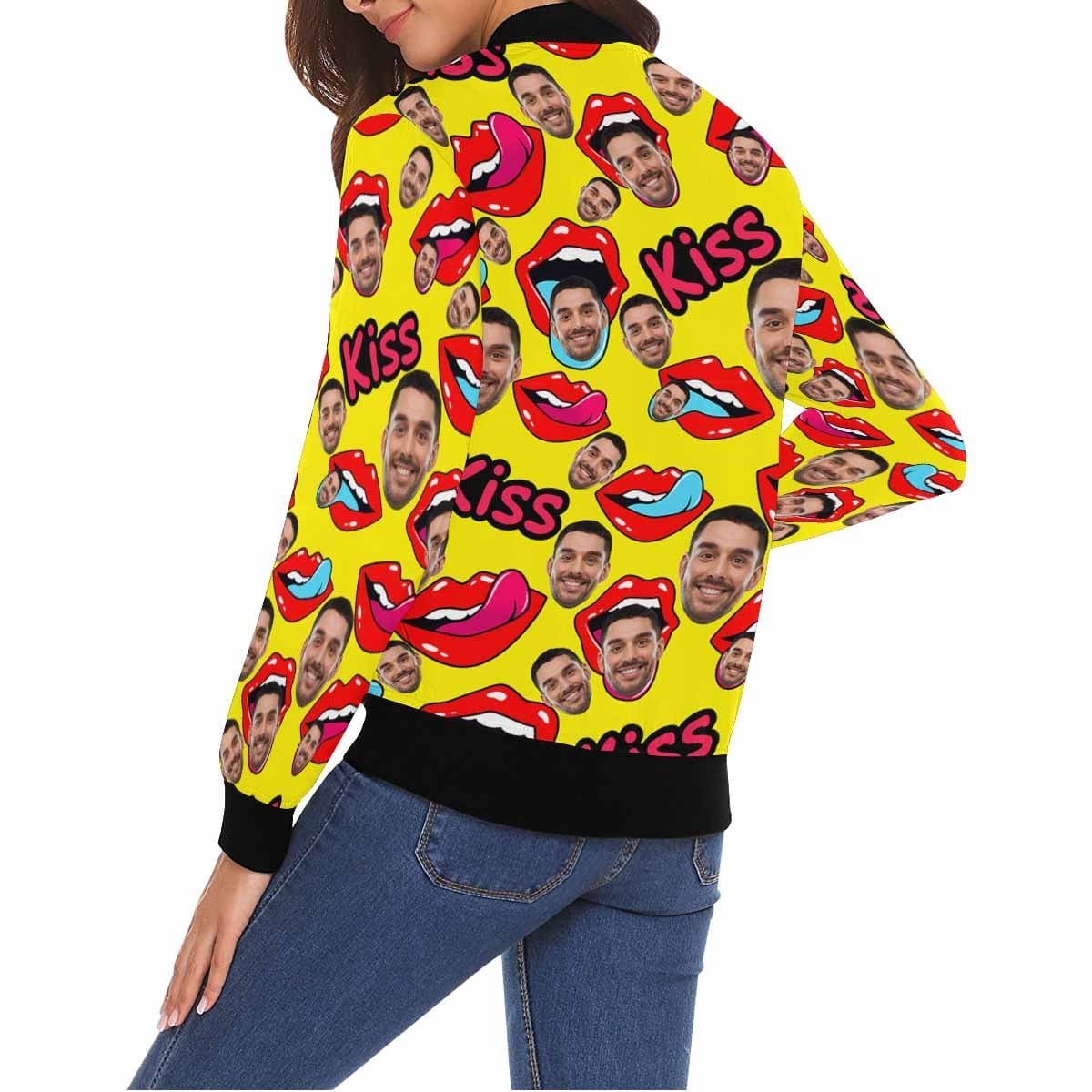 Custom Boyfriend Face Lips Women's Casual Jacket - YesCustom
