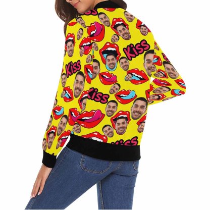 Custom Boyfriend Face Lips Women's Casual Jacket - YesCustom
