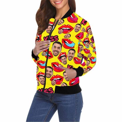 Custom Boyfriend Face Lips Women's Casual Jacket - YesCustom