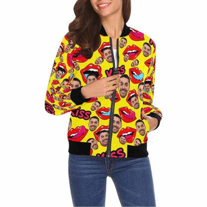 Custom Boyfriend Face Lips Women's Casual Jacket - YesCustom