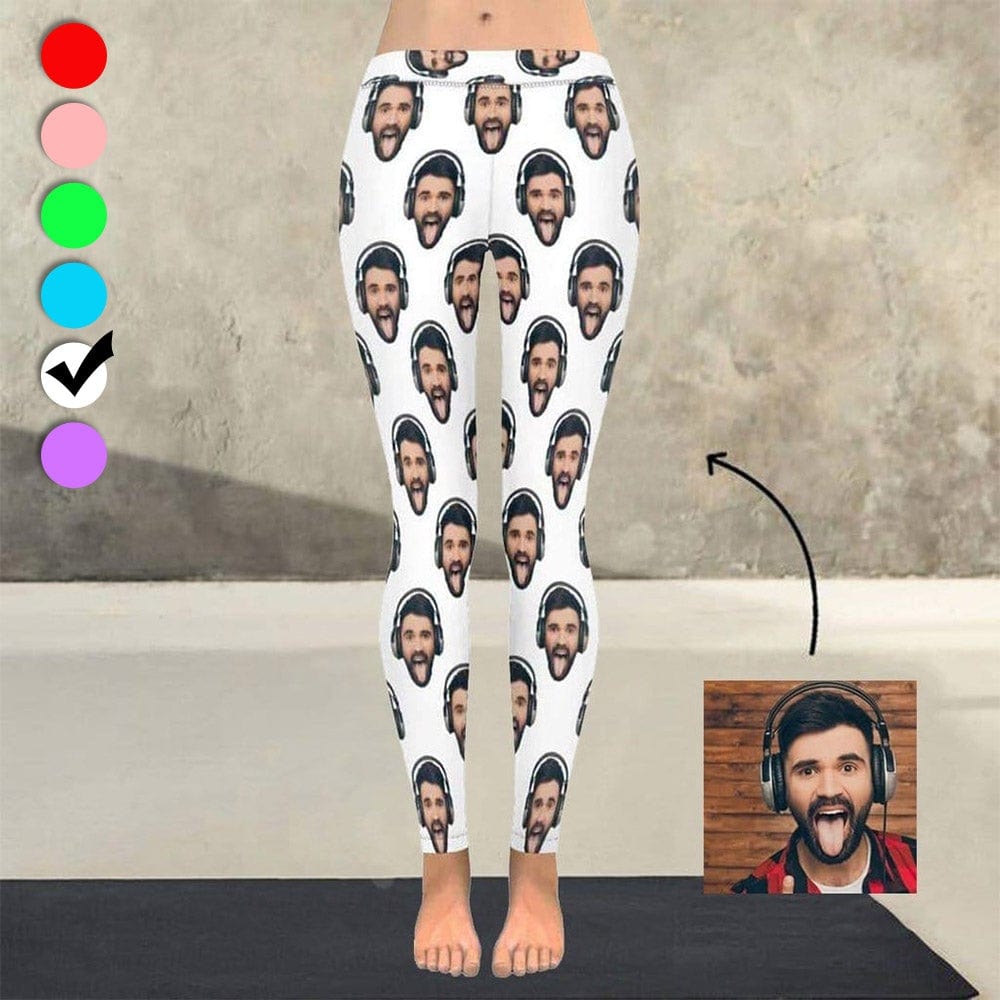 Custom Boyfriend Face Low Rise Leggings Multiple Colors Custom Printed Leggings - YesCustom
