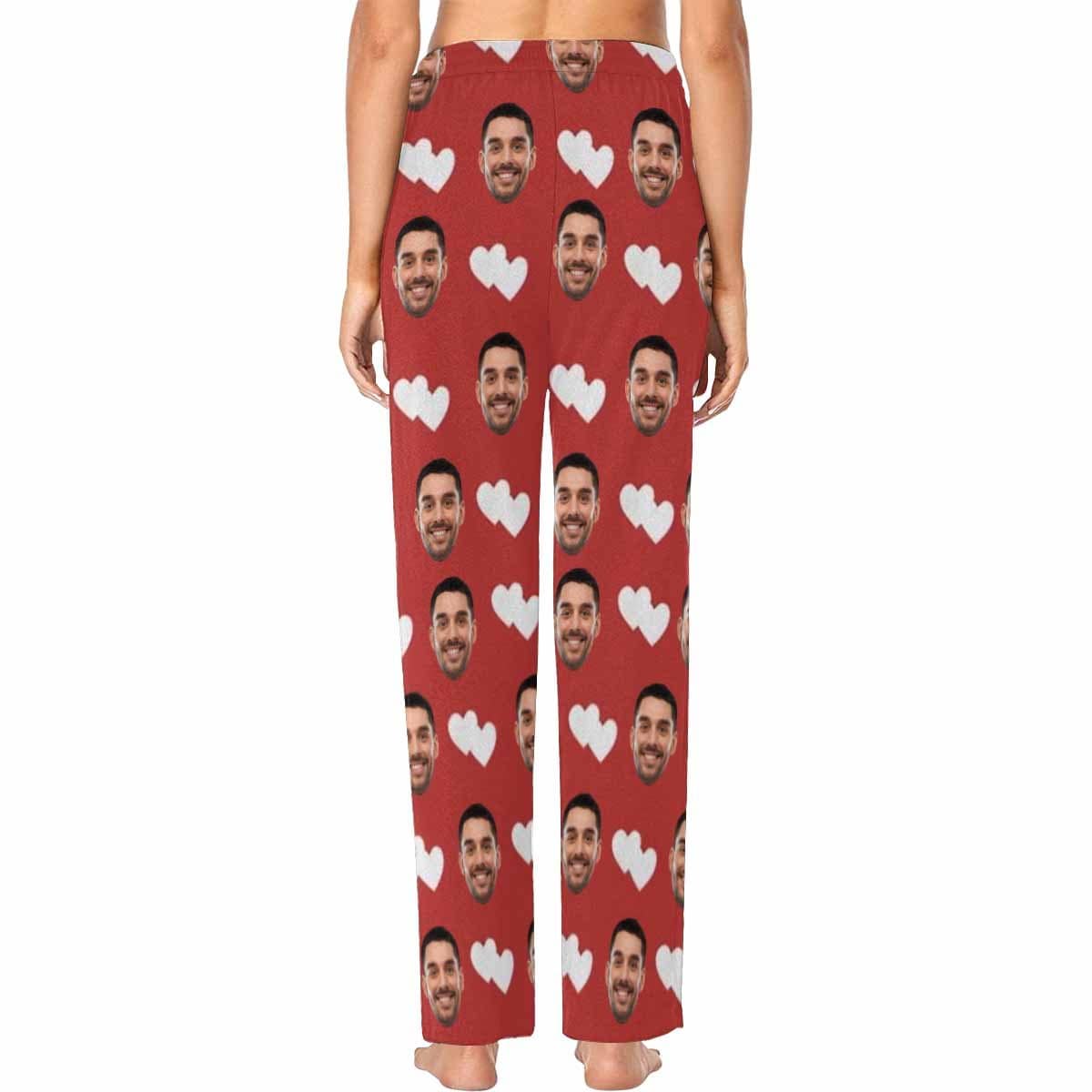 Custom Boyfriend Face Pajamas Heart To Heart Personalized Women's Slumber Party Long Pajama Shirt&Pants - YesCustom