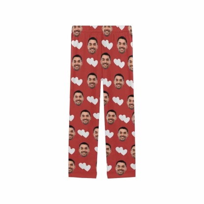 Custom Boyfriend Face Pajamas Heart To Heart Personalized Women's Slumber Party Long Pajama Shirt&Pants - YesCustom