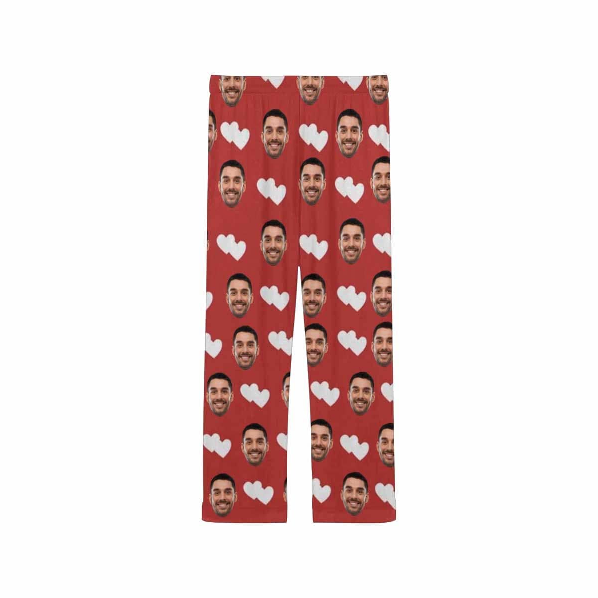 Custom Boyfriend Face Pajamas Heart To Heart Personalized Women's Slumber Party Long Pajama Shirt&Pants - YesCustom