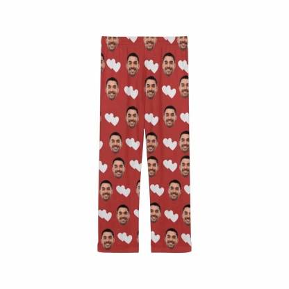Custom Boyfriend Face Pajamas Heart To Heart Personalized Women's Slumber Party Long Pajama Shirt&Pants - YesCustom