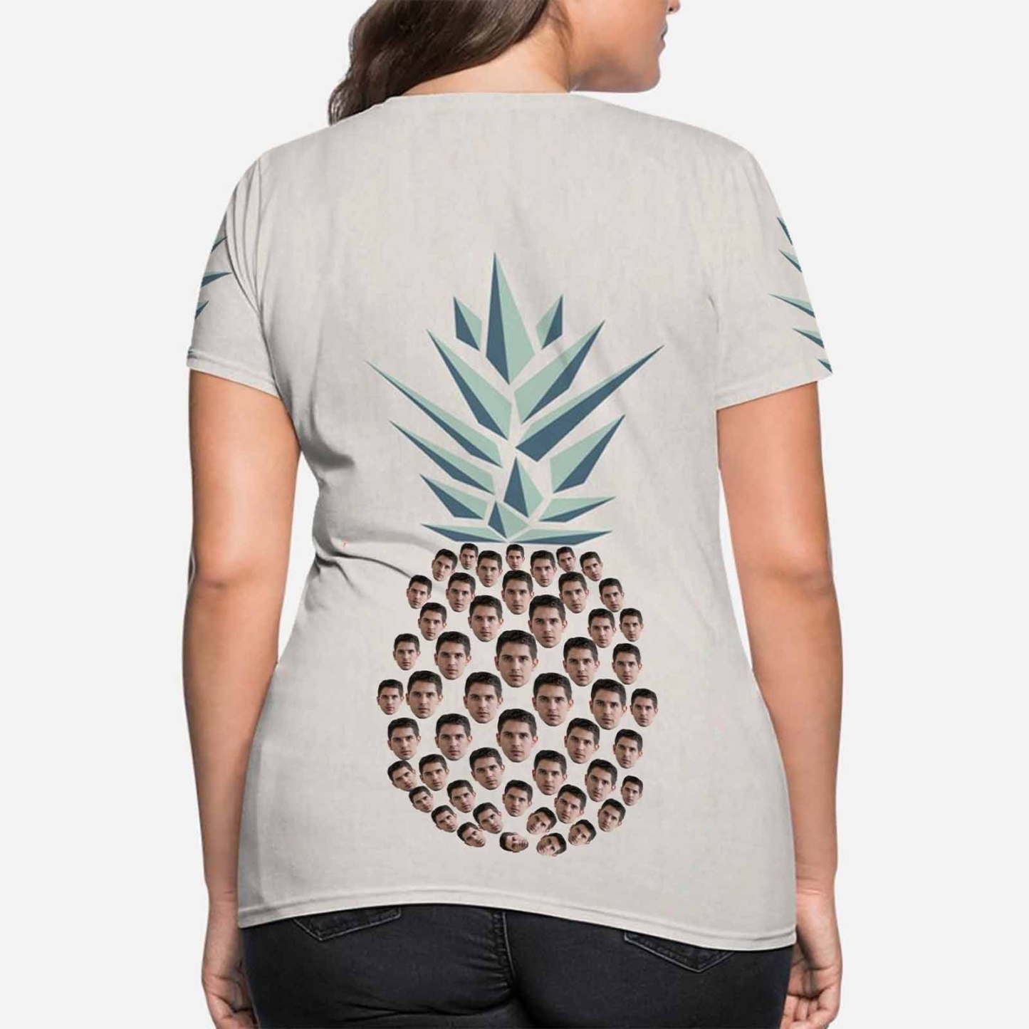 Custom Boyfriend Face Pineapple Shirts Personalized Women's All Over Print T-shirt Gift Ideas For Her - YesCustom