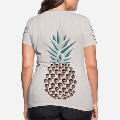 Custom Boyfriend Face Pineapple Shirts Personalized Women's All Over Print T-shirt Gift Ideas For Her - YesCustom
