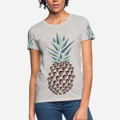 Custom Boyfriend Face Pineapple Shirts Personalized Women's All Over Print T-shirt Gift Ideas For Her - YesCustom