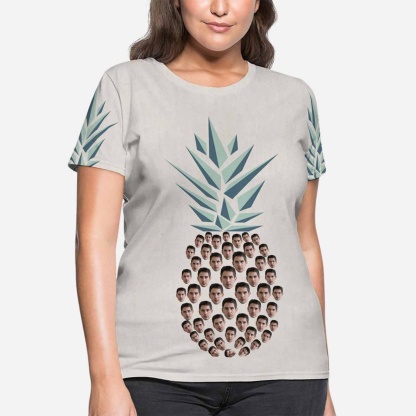 Custom Boyfriend Face Pineapple Shirts Personalized Women's All Over Print T-shirt Gift Ideas For Her - YesCustom