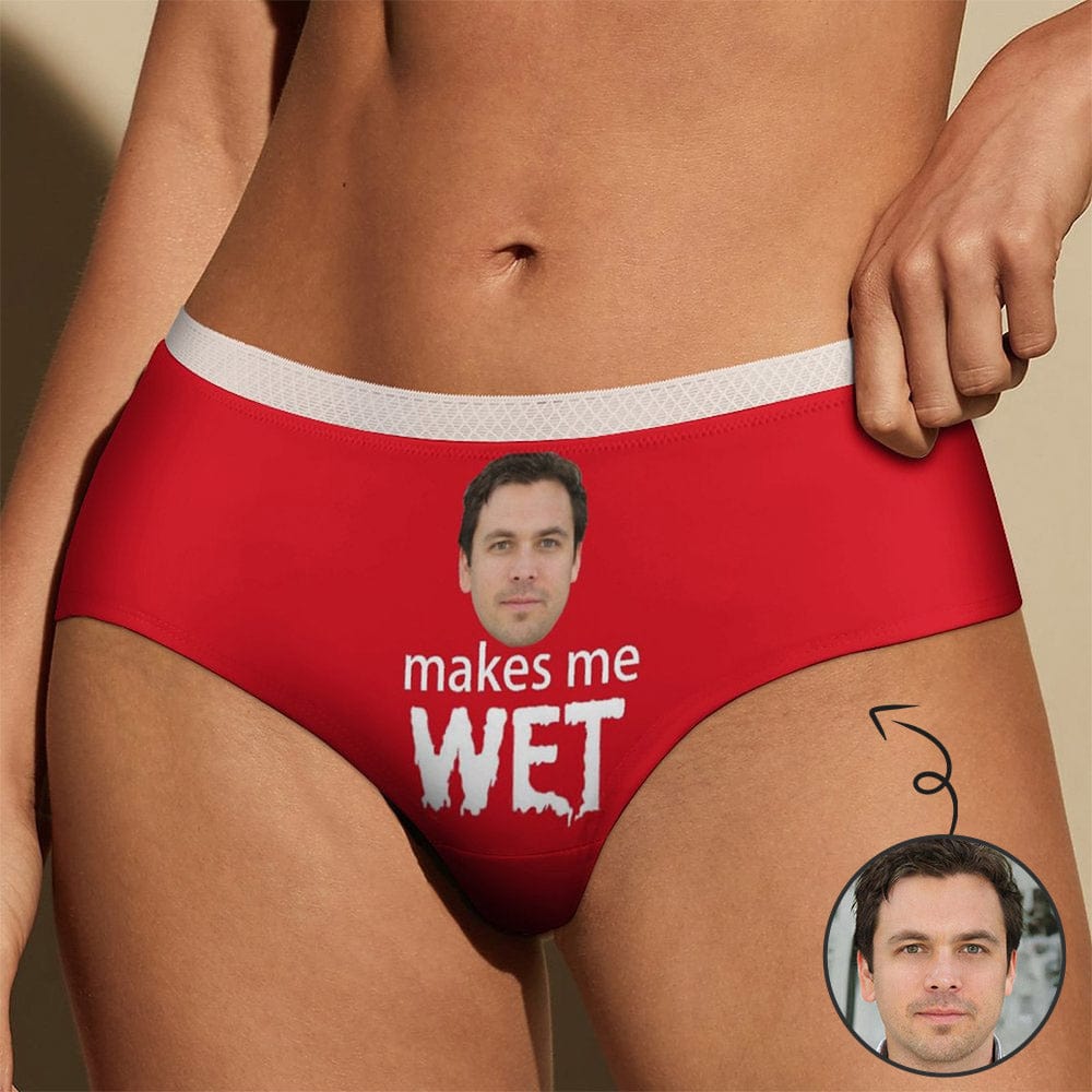 Custom Boyfriend Face Red Women's Lace Panties Personalized Face Funny Women Underwear Valentine Wedding Gift - YesCustom