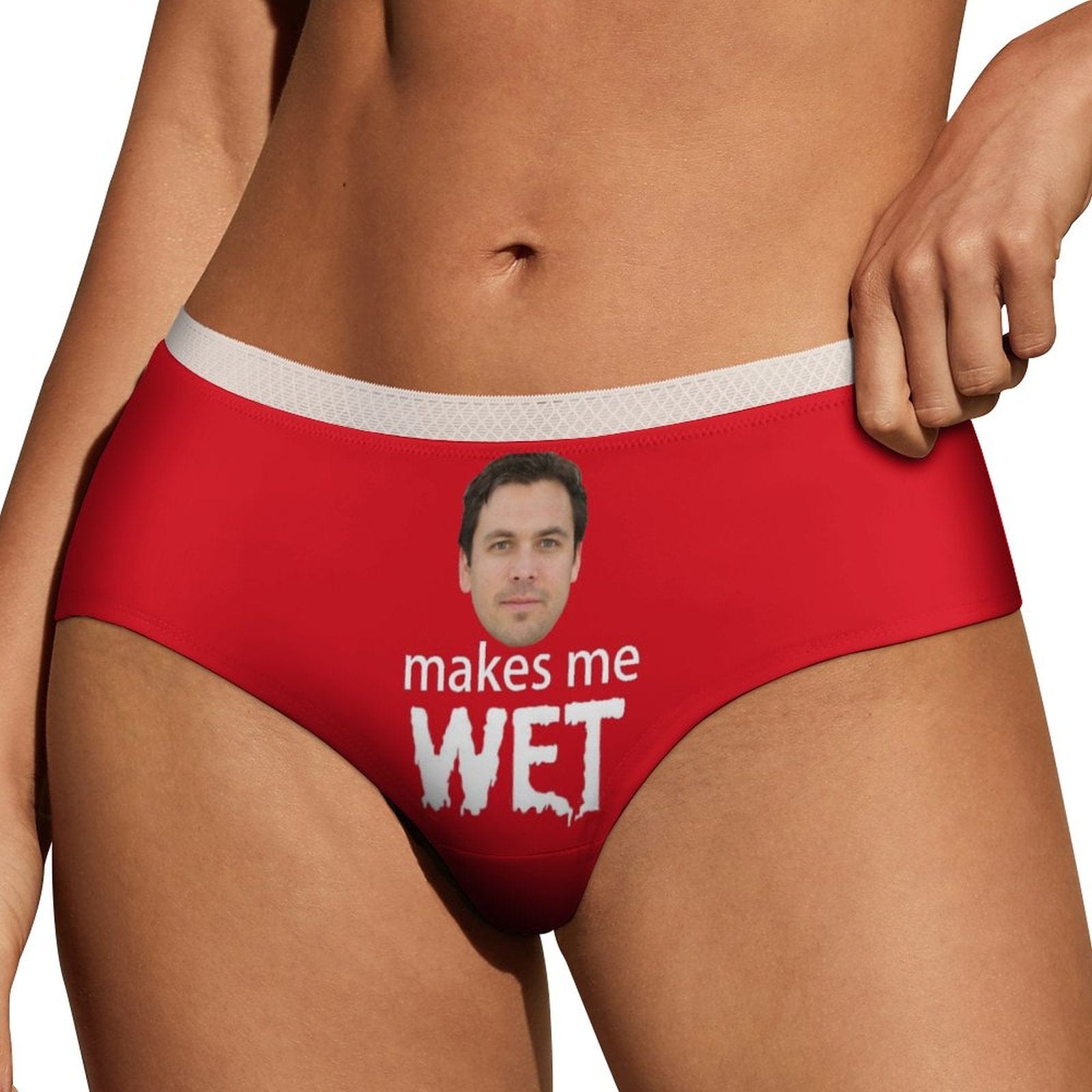 Custom Boyfriend Face Red Women's Lace Panties Personalized Face Funny Women Underwear Valentine Wedding Gift - YesCustom