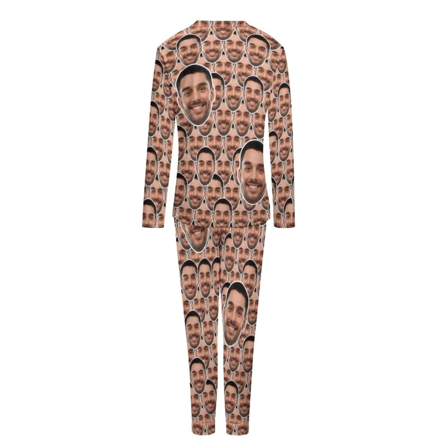 Custom Boyfriend Face Seamless Sleepwear Personalized Women's Slumber Party Crewneck Long Pajamas Set - YesCustom