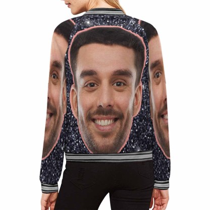 Custom Boyfriend Face Shiny Black Women's Casual Jacket - YesCustom
