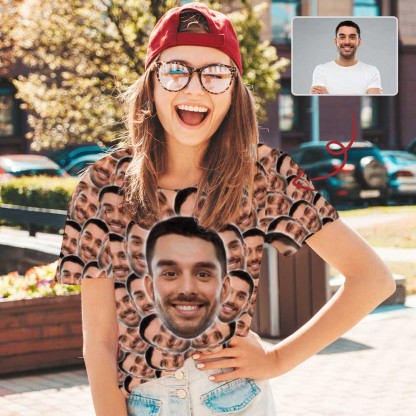 Custom Boyfriend Face Smash Shirt Personalized Women's All Over Print T-shirt - YesCustom