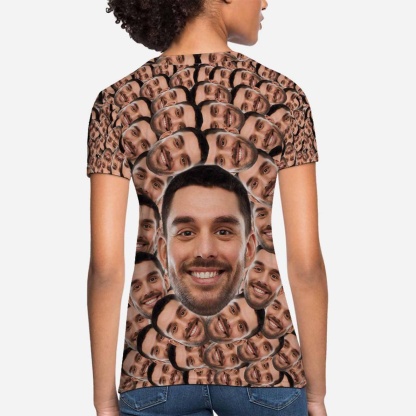 Custom Boyfriend Face Smash Shirt Personalized Women's All Over Print T-shirt - YesCustom