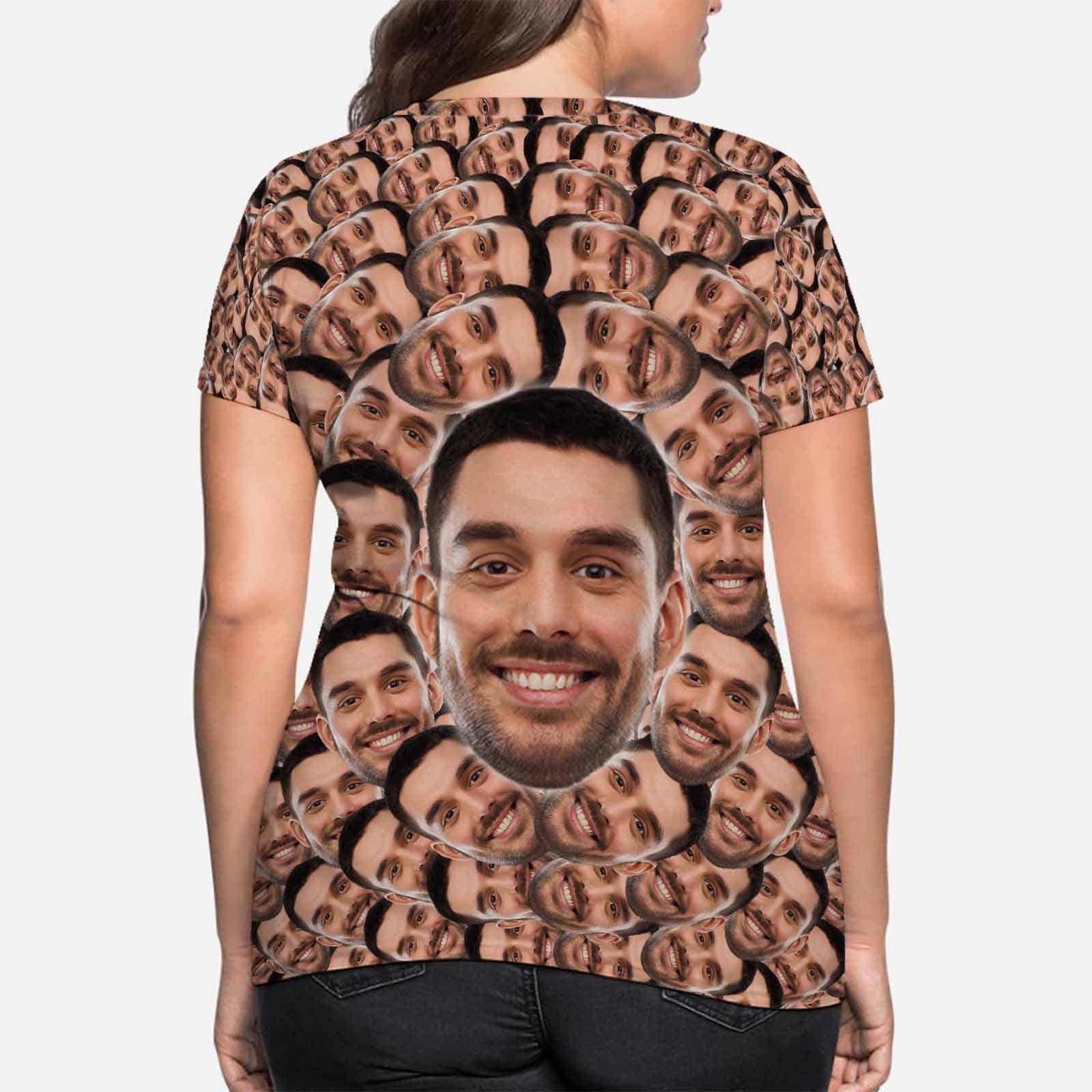 Custom Boyfriend Face Smash Shirt Personalized Women's All Over Print T-shirt - YesCustom