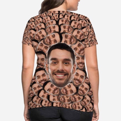 Custom Boyfriend Face Smash Shirt Personalized Women's All Over Print T-shirt - YesCustom