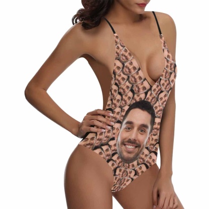 Custom Boyfriend Face Smash Swimsuit Personalized Women's One-Piece Bathing Suit Honeymoons Birthday Gift - YesCustom
