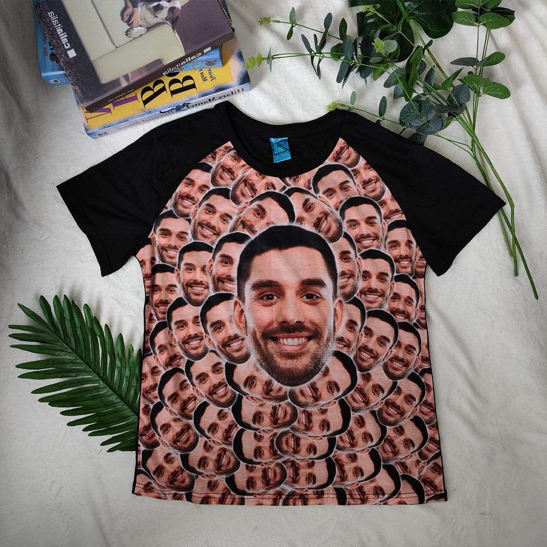 Custom Boyfriend Face Smash Tee Women's All Over Print T-Shirt Design Your Own Shirts Gift for Valentine's Day - YesCustom