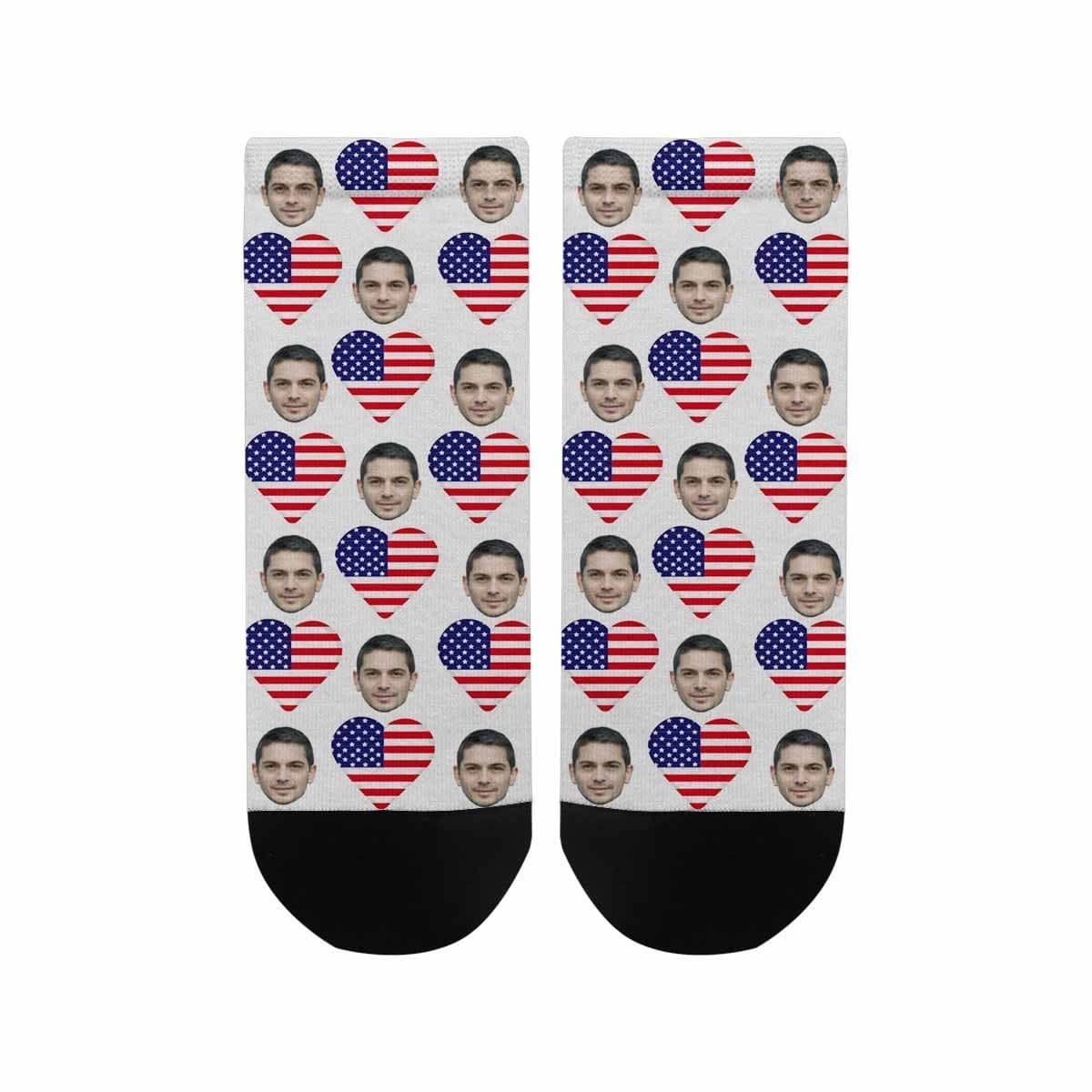 Custom Boyfriend Face Socks Personalized Love Flag Women's Ankle Socks - YesCustom