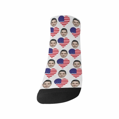 Custom Boyfriend Face Socks Personalized Love Flag Women's Ankle Socks - YesCustom