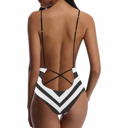 Custom Custom Boyfriend Face Swimsuit Zebra Crossing Personalized Women's One-Piece Bathing Suit Bachelorette Party - YesCustom
