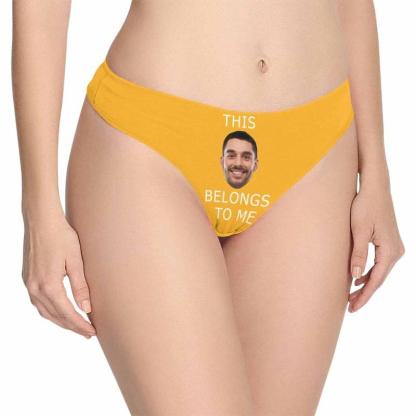 Custom Custom Boyfriend Face Underwear for Her Personalized Intimate Apparel Belongs To Me Women's Lingerie Classic Thongs - YesCustom