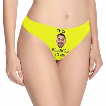Custom Custom Boyfriend Face Underwear for Her Personalized Intimate Apparel Belongs To Me Women's Lingerie Classic Thongs - YesCustom