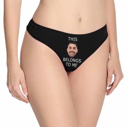 Custom Custom Boyfriend Face Underwear for Her Personalized Intimate Apparel Belongs To Me Women's Lingerie Classic Thongs - YesCustom