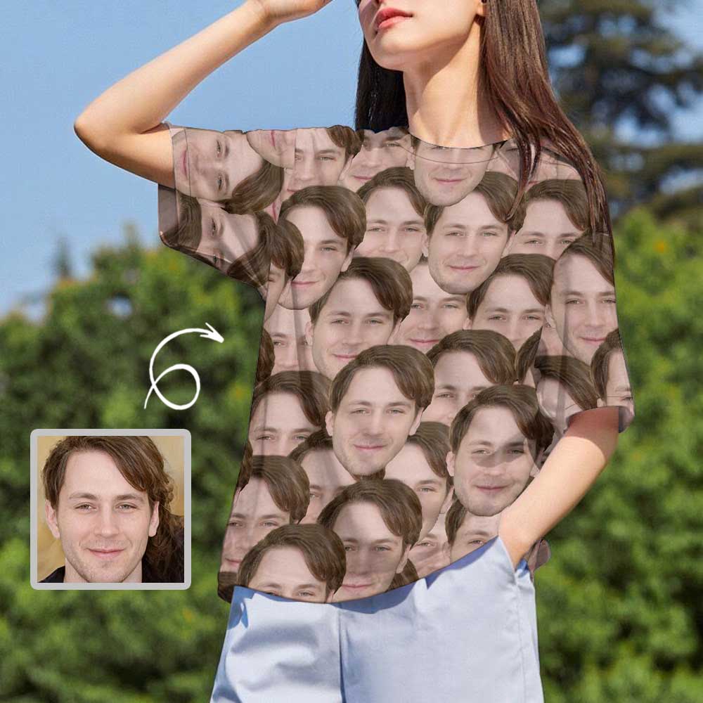 Custom Custom Boyfriend Face with Smash Shirts Personalized Women's All Over Print T-shirt Gift for Her - YesCustom