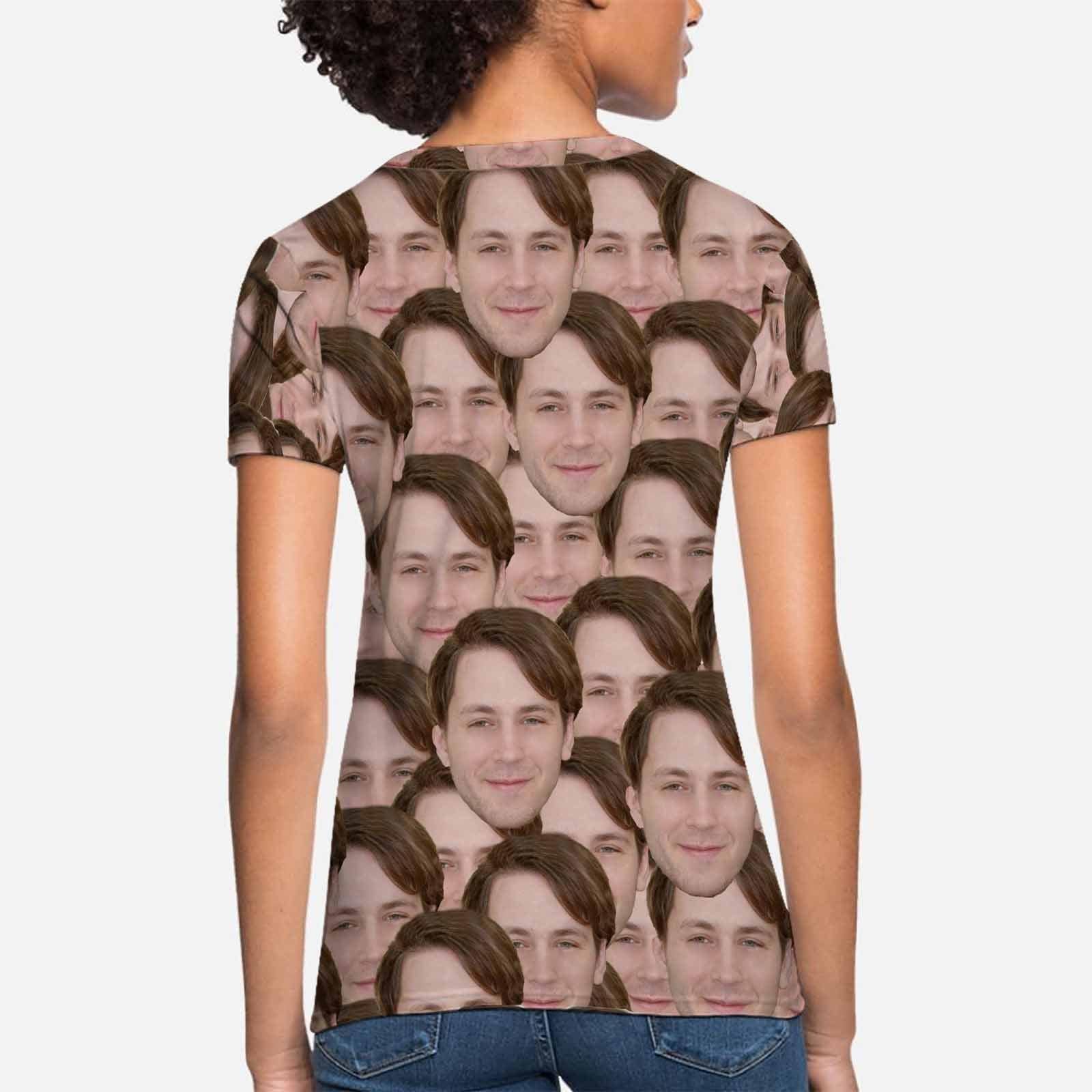 Custom Custom Boyfriend Face with Smash Shirts Personalized Women's All Over Print T-shirt Gift for Her - YesCustom