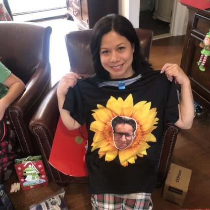 Custom Custom Boyfriend Face Your Own Shirt Personalized Sunflower Women's All Over Print T-shirt - YesCustom