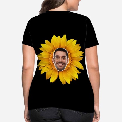 Custom Custom Boyfriend Face Your Own Shirt Personalized Sunflower Women's All Over Print T-shirt - YesCustom