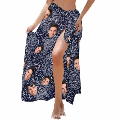 Custom Custom Boyfriends Face Long Sarongs Beach Wrap Personalized Bikini Cover Up - YesCustom