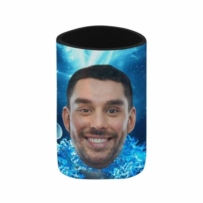 Custom Custom Can Cooler With Boyfriend face Personalized Big Head Blue Neoprene Koozies Non Slip for Beer Cans and Bottles - YesCustom