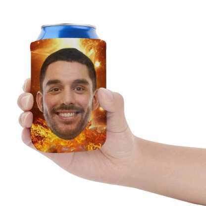 Custom Custom Can Cooler With Boyfriend face Personalized Big Head Blue Neoprene Koozies Non Slip for Beer Cans and Bottles - YesCustom