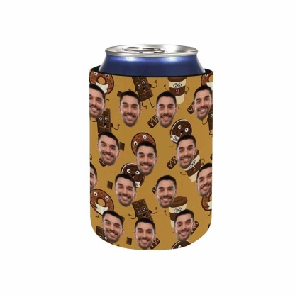 Custom Custom Can Cooler With Boyfriend face Personalized Coffee Chocolate Neoprene Koozies Non Slip for Beer Cans and Bottles - YesCustom