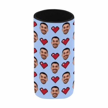 Custom Custom Can Cooler With Boyfriend face Personalized Red Heart Neoprene Koozies Non Slip for Beer Cans and Bottles - YesCustom